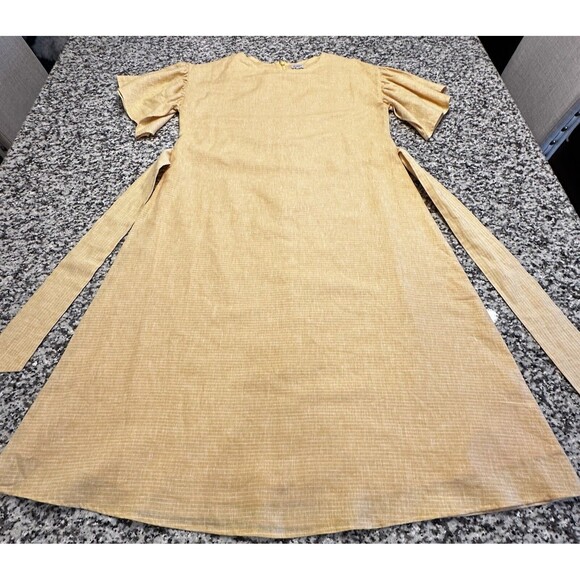 Cremieux Womens Yellow Gold Linen Blend Short Sleeve Summer Dress Size 2 - Picture 10 of 13